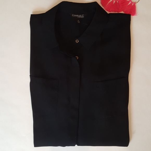 LAST CHANCE! CLOSET CLOSING! Conrad C black long-sleeve tunic blouse w/pockets - Picture 4 of 7